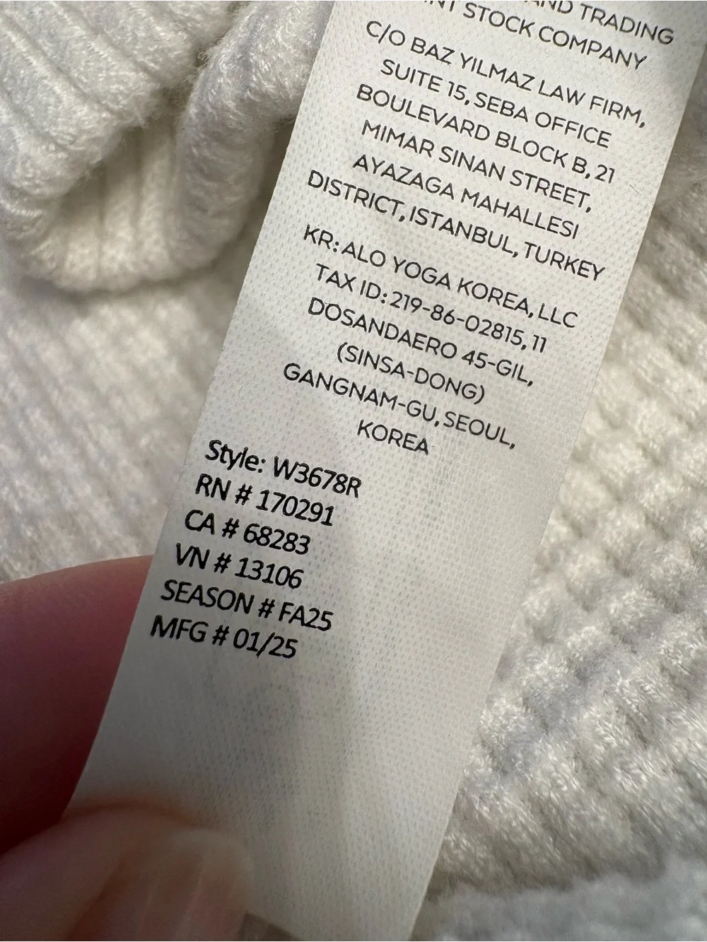 ALO Yoga Cream Waffle Mock Neck Sweater sz small, Ivory